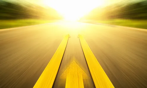 Road With Painted Yellow Line arrow