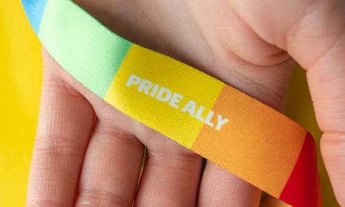 pride ally rainbow lanyard hand
