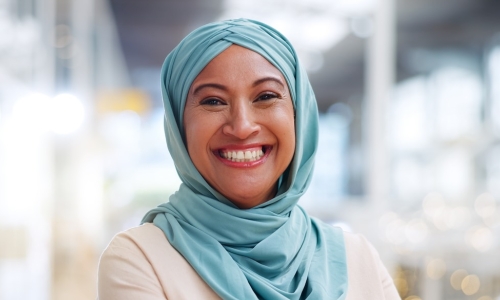 smiling muslim woman