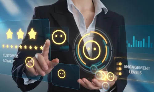 man clicking on icon