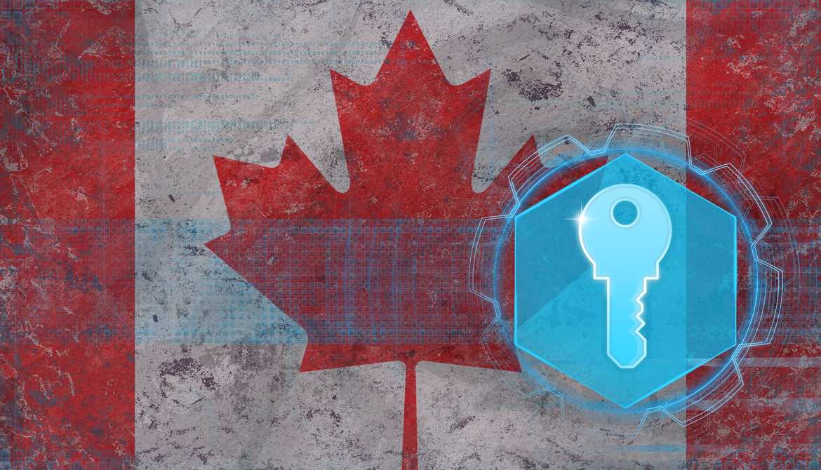 electronic lock on canadian flag background