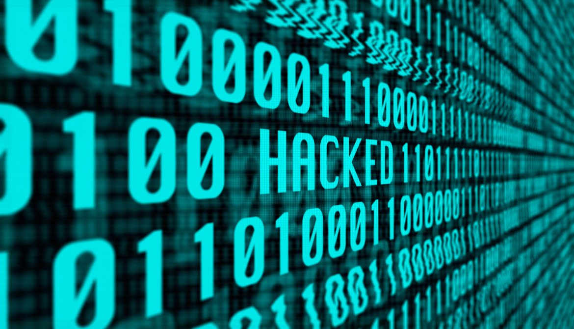 binary data with the word hacked in the middle