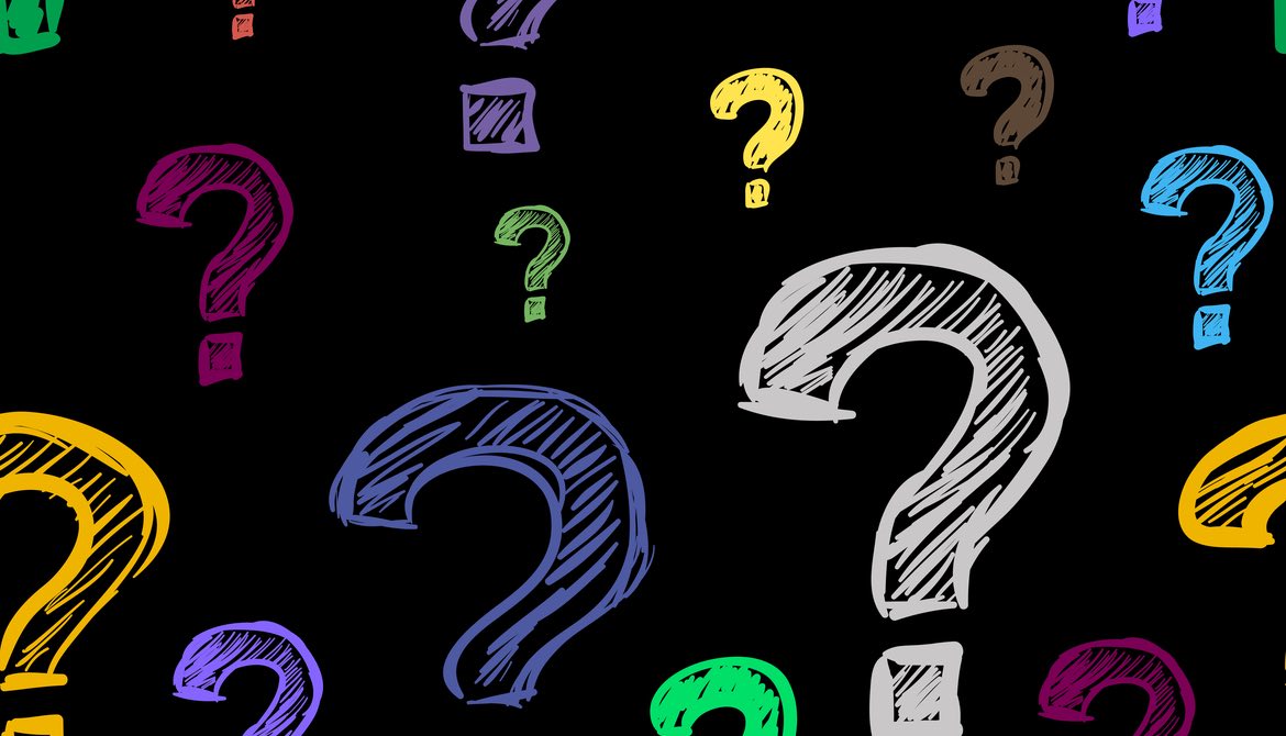 question marks on black background