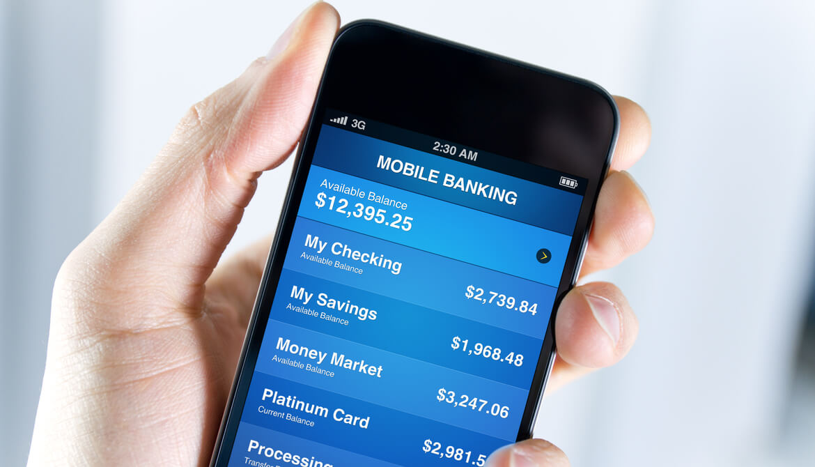 mobile banking app on phone