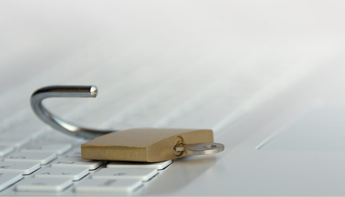 padlock on a computer keyboard