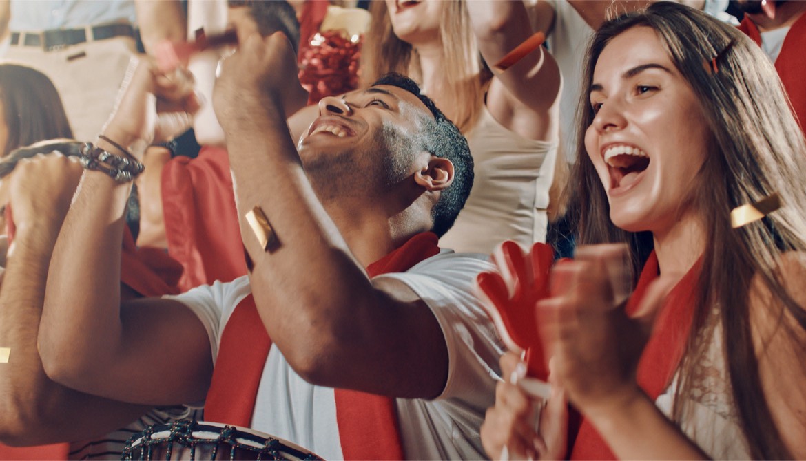 young excited fans at a sporting event