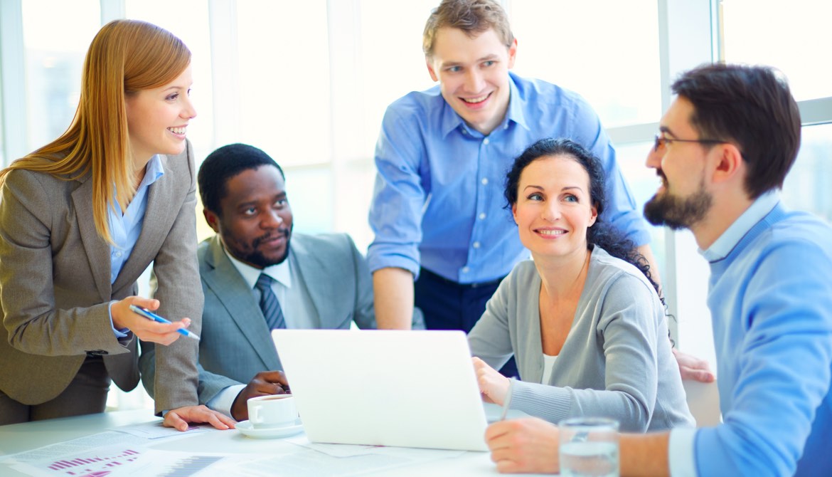 group of happy employees