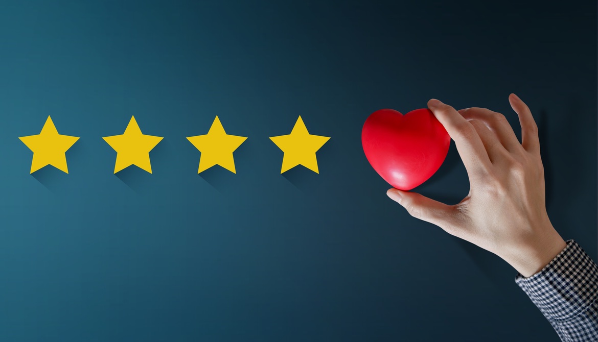 five star experience rating with the fifth star actually being a heart