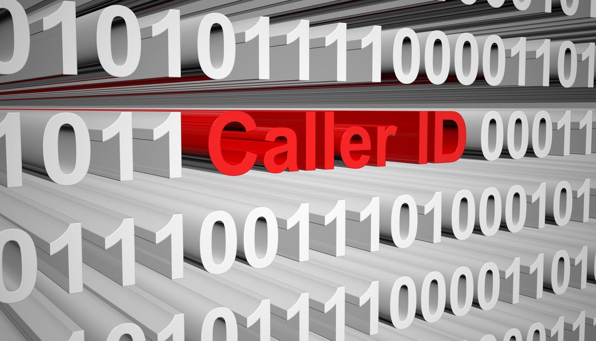 white binary code with red letters spelling out caller ID