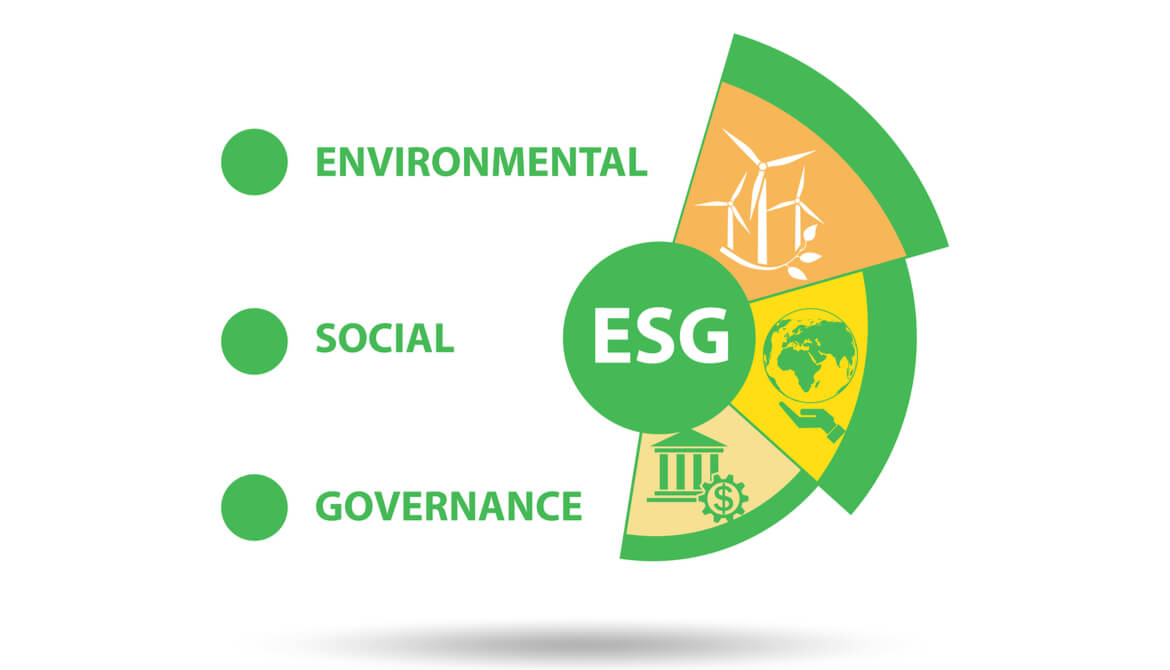 pie chart with words environmental social governance