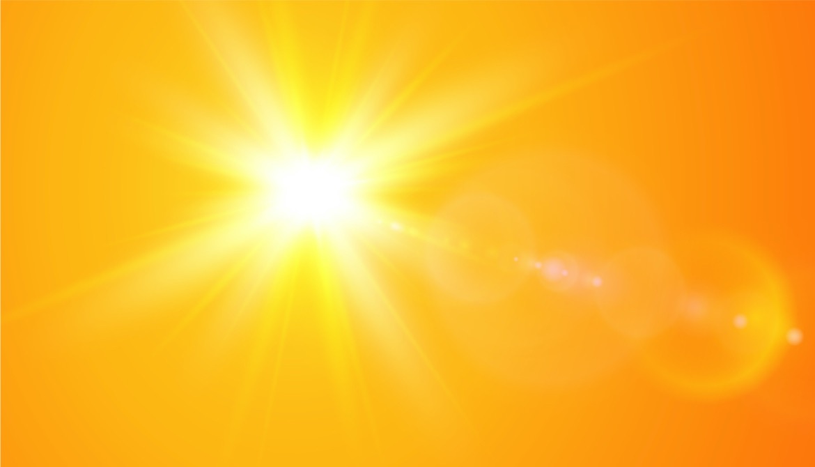 orange sun with lens flare
