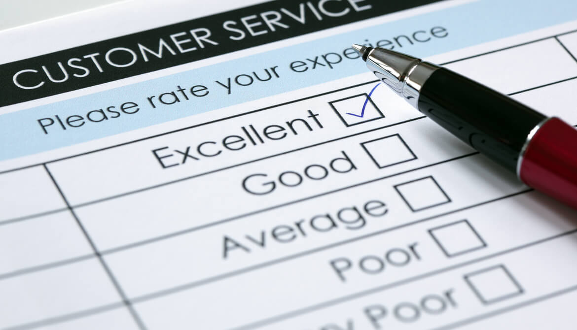 tick placed in excellent checkbox on customer service survey