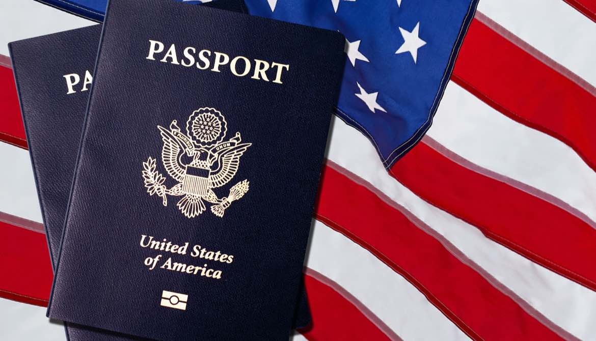 passport USA flag