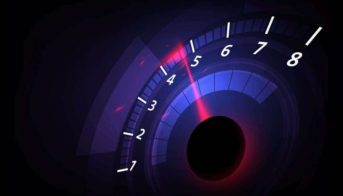 speedometer showing acceleration