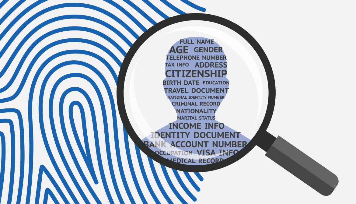 magnifying glass hovering over a fingerprint to reveal member data