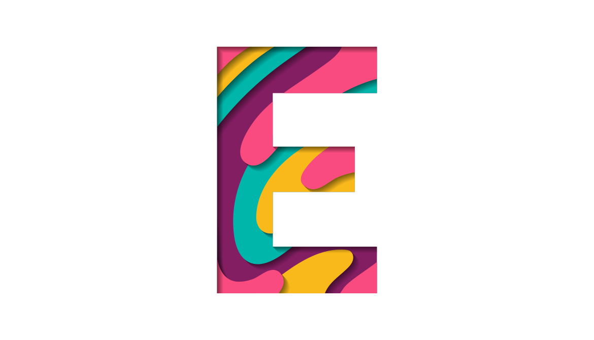 colorful letter E