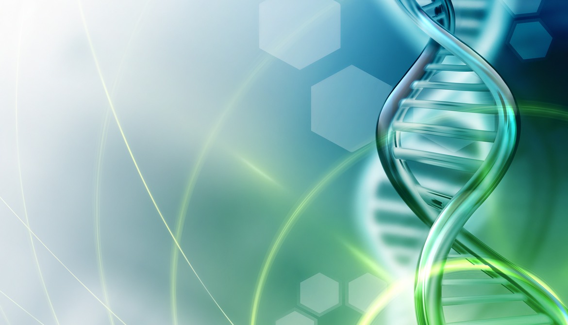 dna strands in green and blue