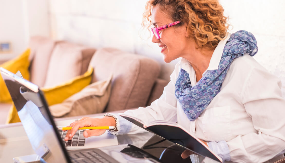 young businesswoman working from home