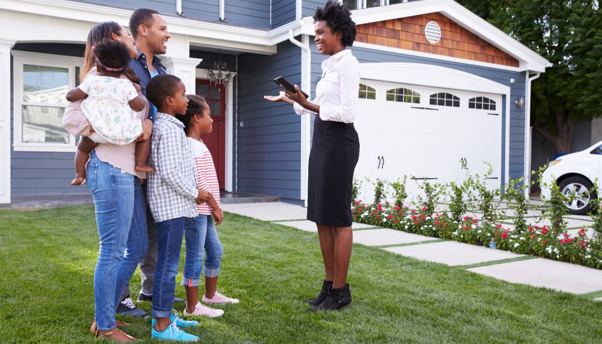 Black real estate agent shows home to a Black family