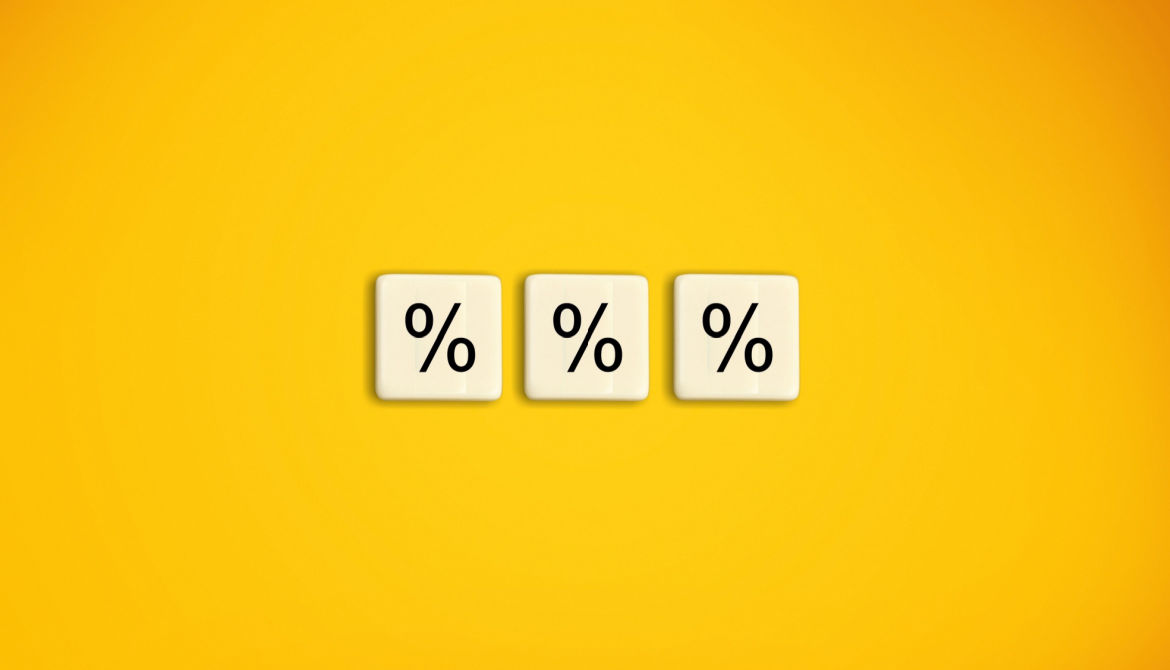 percent signs on yellow background
