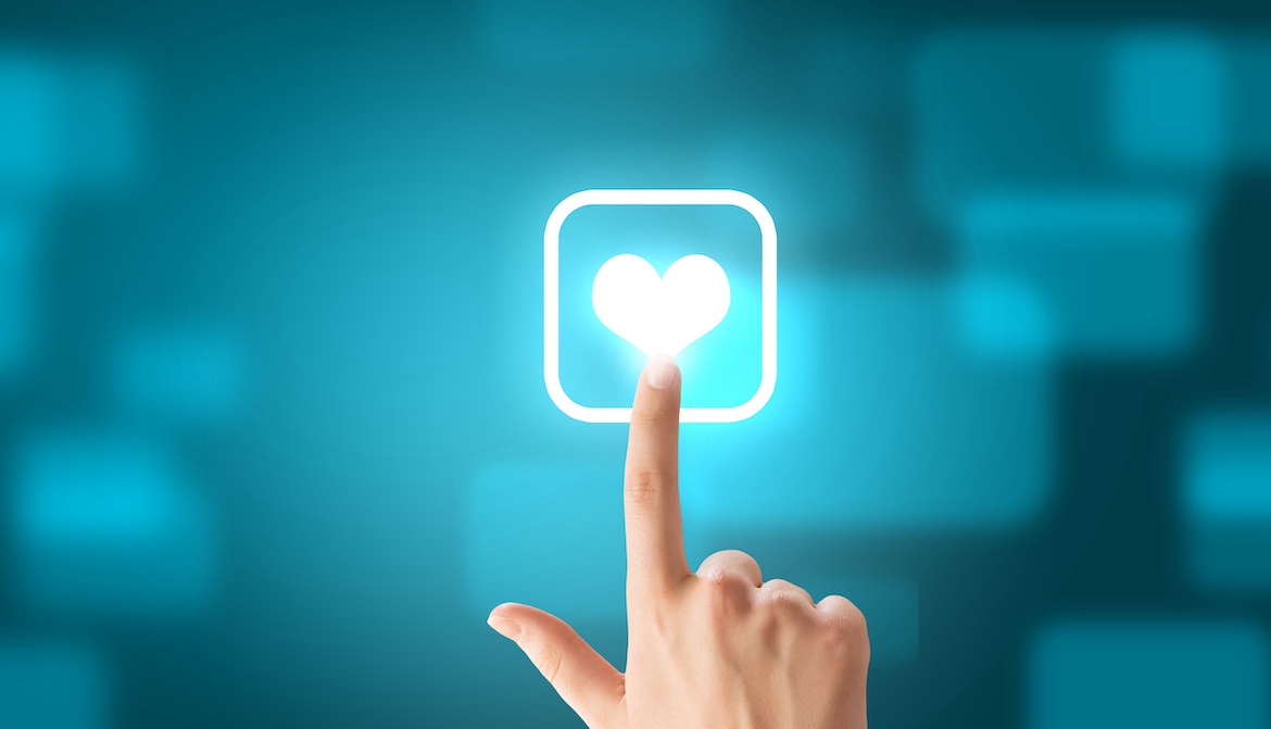 tech heart icon finger