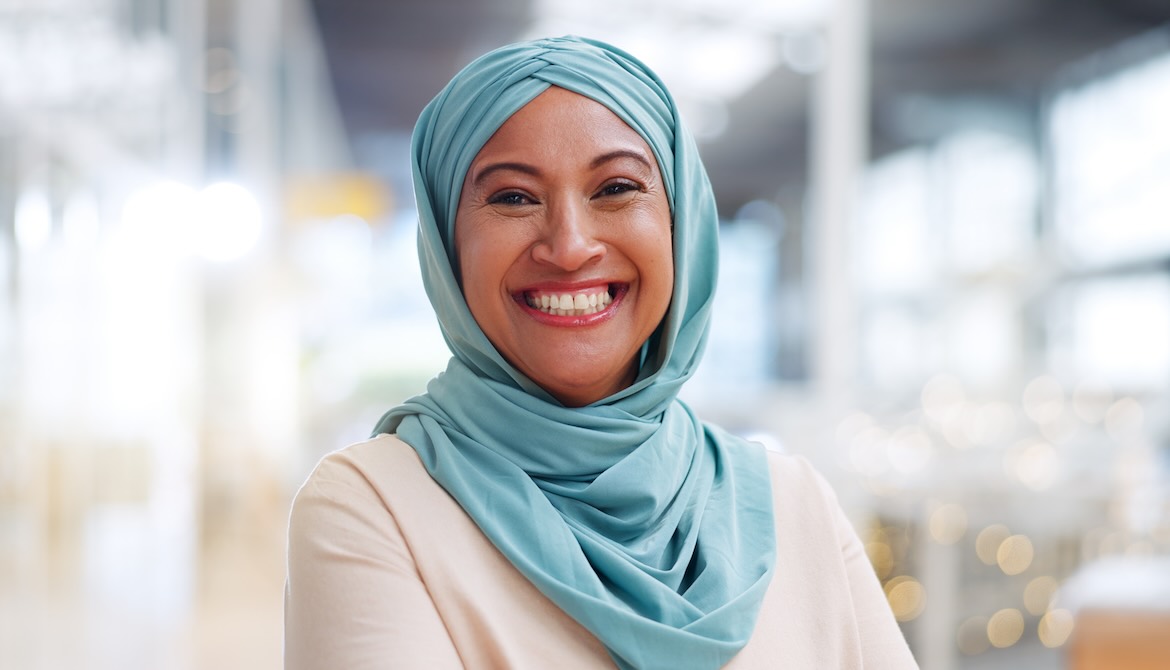 smiling muslim woman