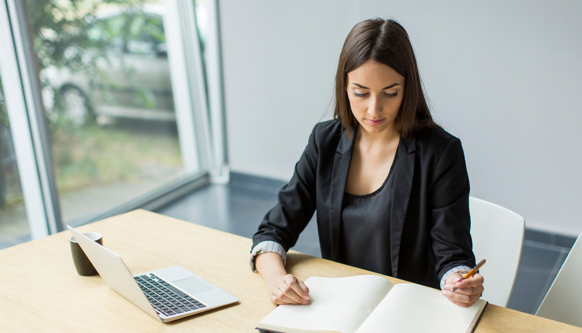 woman working at desk