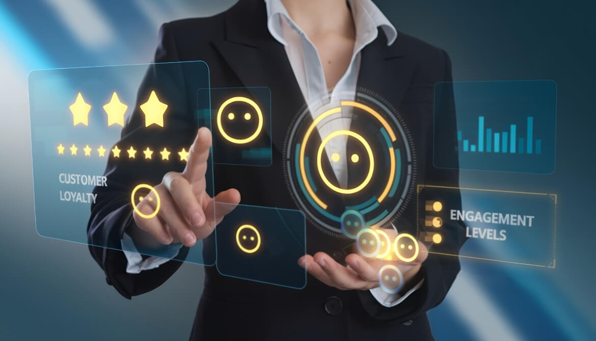 man clicking on icon