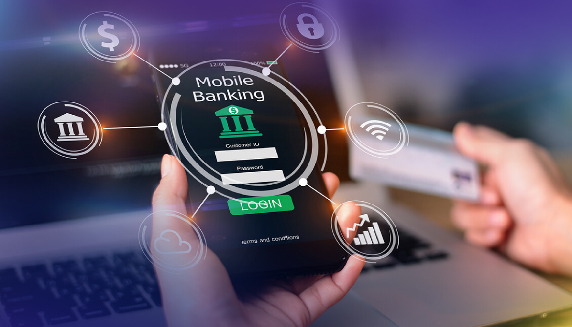 mobile banking app on smart phone