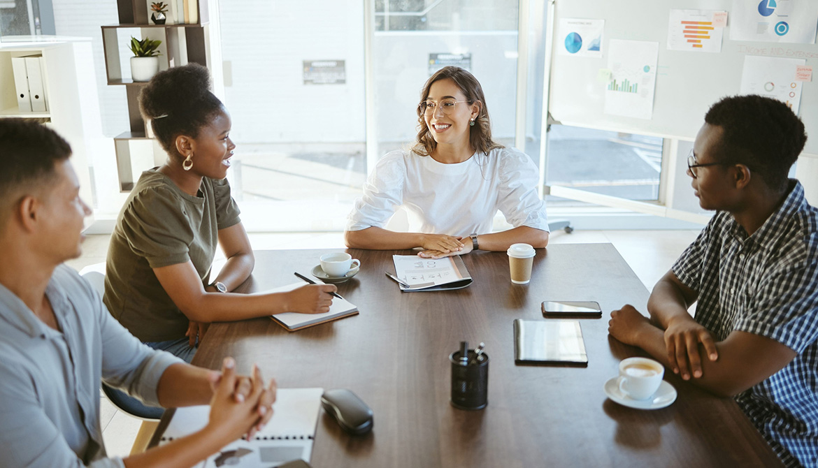 meeting being held around a table