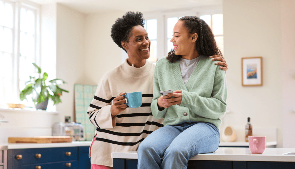 2 women laughing