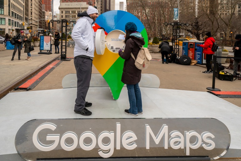 Participants in New York vie for prizes in a Google Maps brand activation