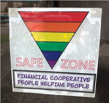 Safe Zone rain bow window sign