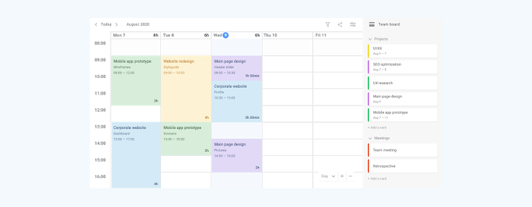 Planyway app calendar screenshot
