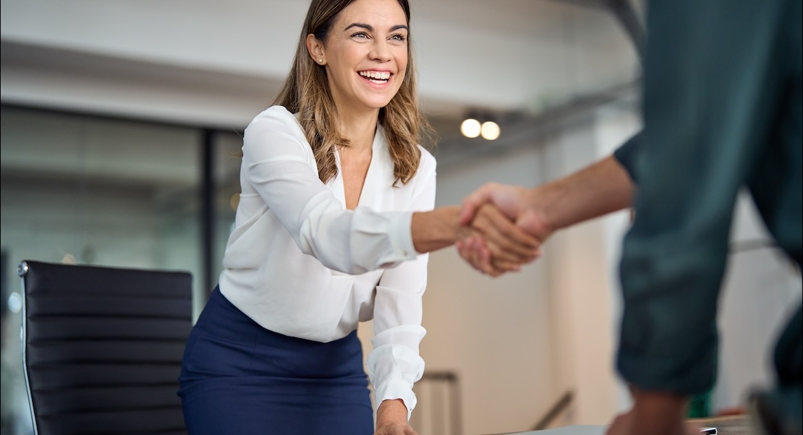 female executive handshake