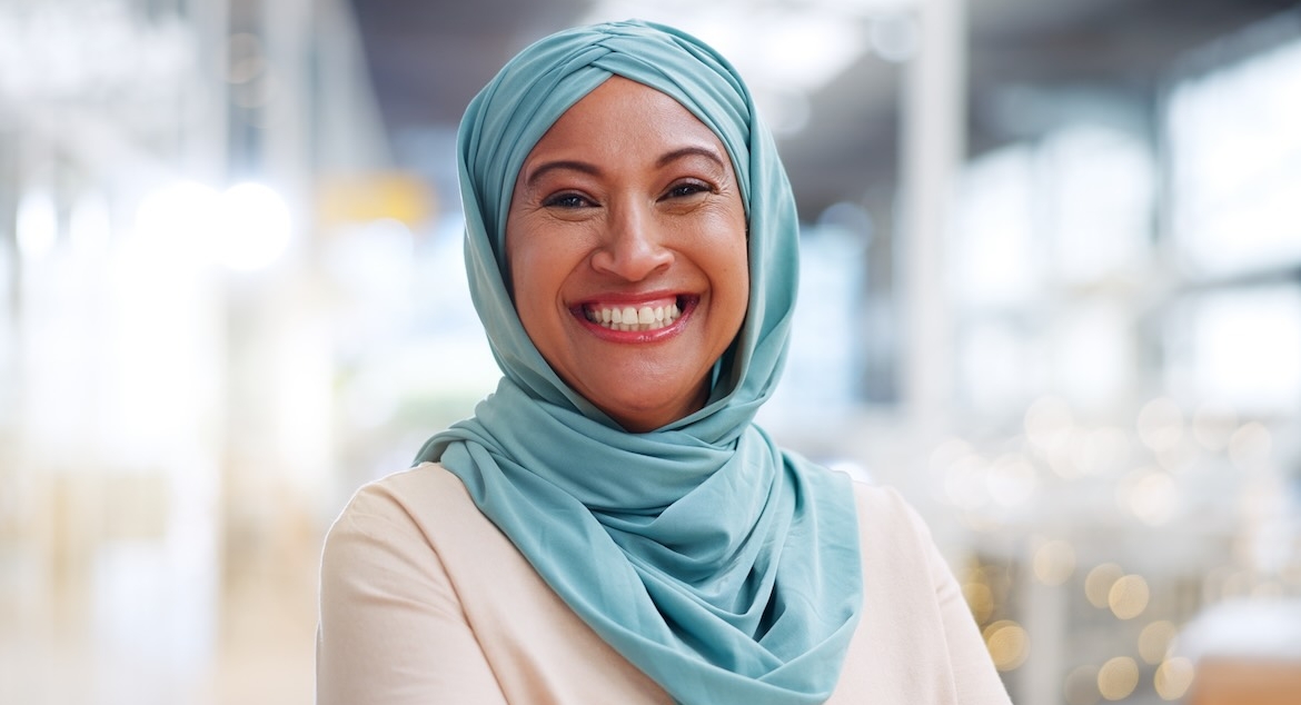 smiling muslim woman