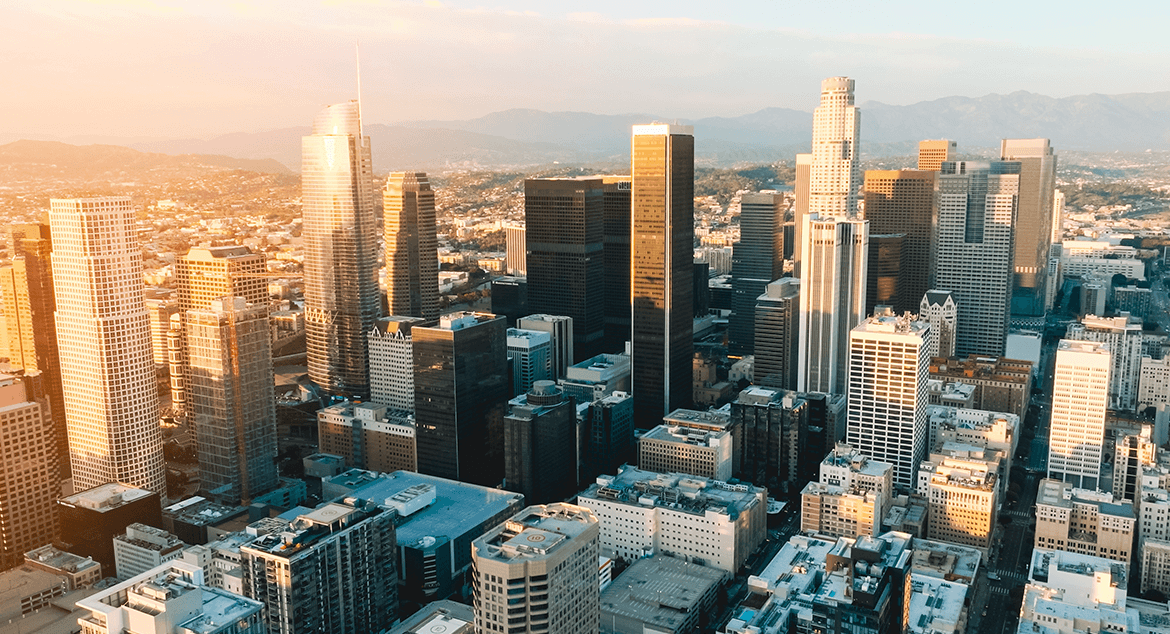 skyline at sunset