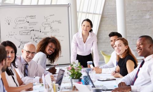 a diverse group of people at a board table