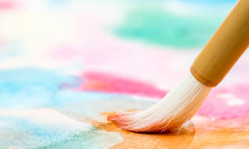 paintbrush on pastel oil paints