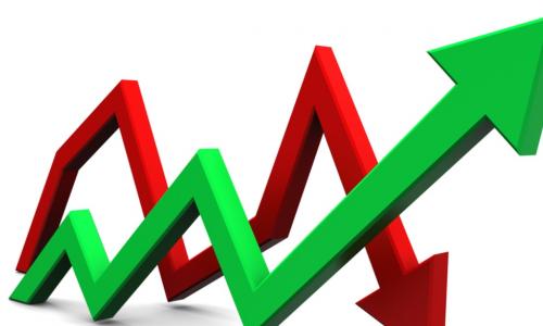 unstable green and red graph arrows zigzagging up and down