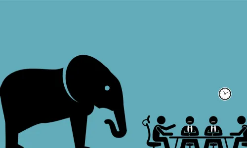 illustration of an elephant in a boardroom