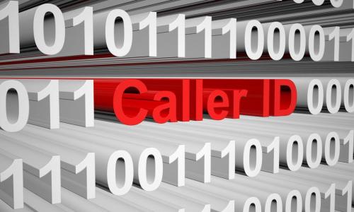 white binary code with red letters spelling out caller ID