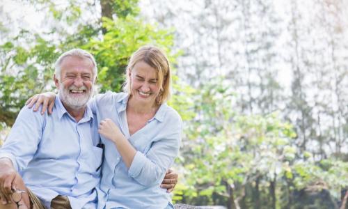 retired couple in the sprintime