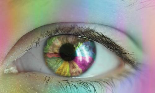 close-up image of an eye with a colorful iris