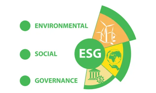 pie chart with words environmental social governance