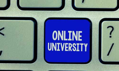 keyboard with an online university key