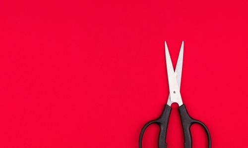 scissors on a red background