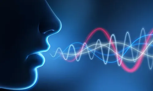 Speaking person with spectrogram