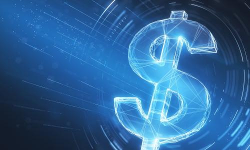 digital US dollar sign on a blue background