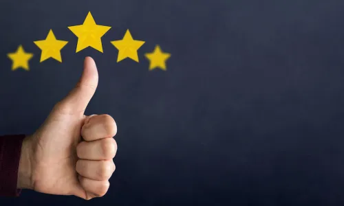 thumbs up and five yellow stars